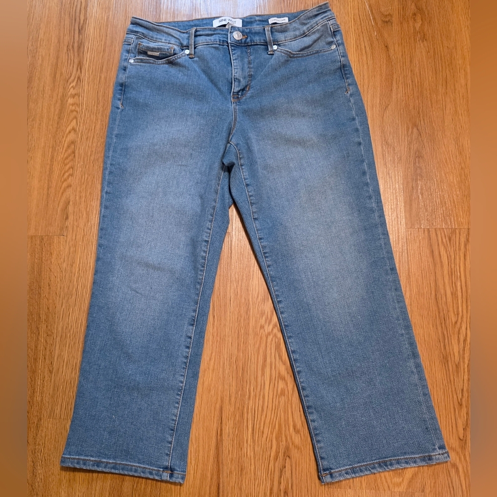 Nine West Chrystie Capri Denim Jeans Women's Mid Rise Stretch Blue Size 8